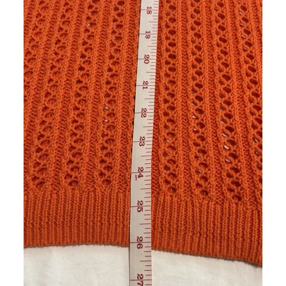 A.N.A Long-Sleeve Pointelle Open-Stitch Sweater Plus Size 3X Orange Pumpkin Fall - Picture 9 of 9